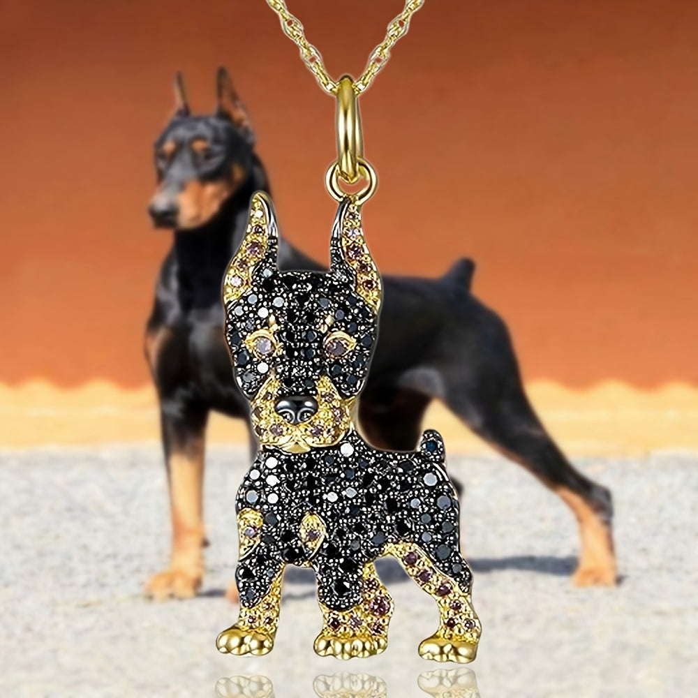 Elegant Doberman Dog Pendant Necklace