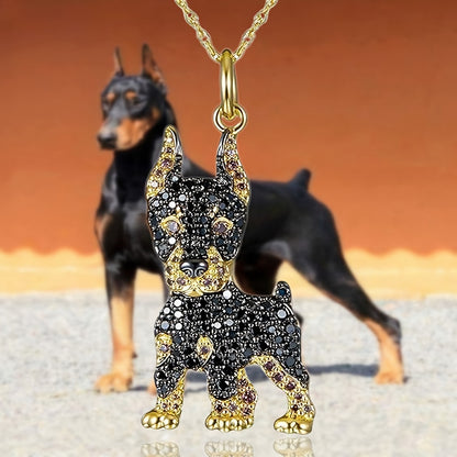 Elegant Doberman Dog Pendant Necklace