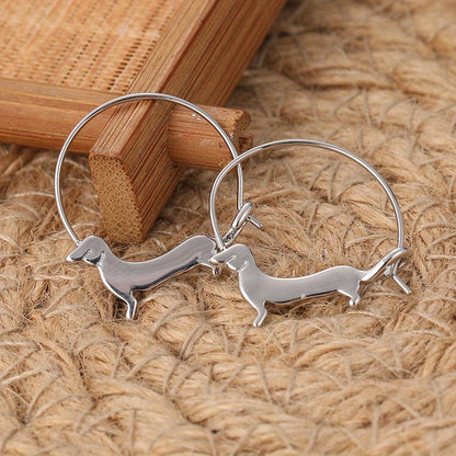 Charming Dachshund Hoop Earrings