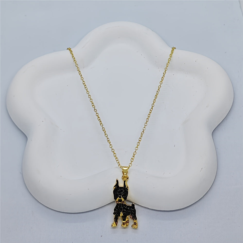 Elegant Doberman Dog Pendant Necklace