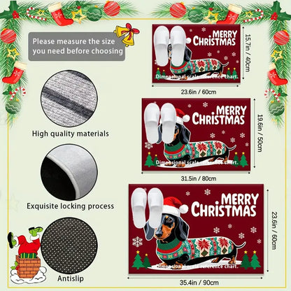 Christmas Dachshund Welcome Doormat