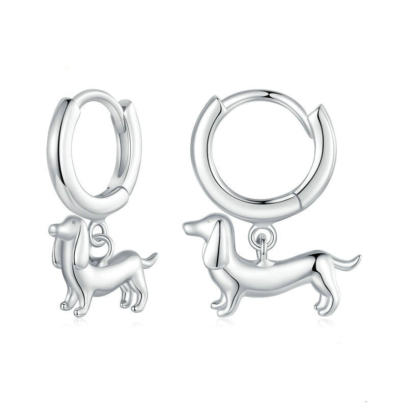 Cute Sausage Dog 925 Silver Earrings