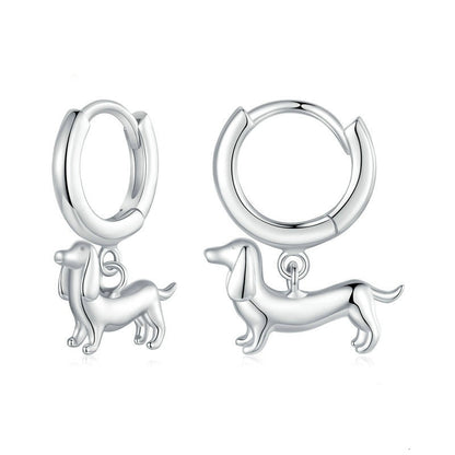 Cute Sausage Dog 925 Silver Earrings