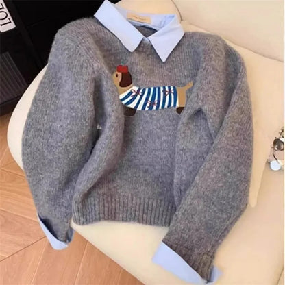 Dachshund Cartoon Knit Sweater