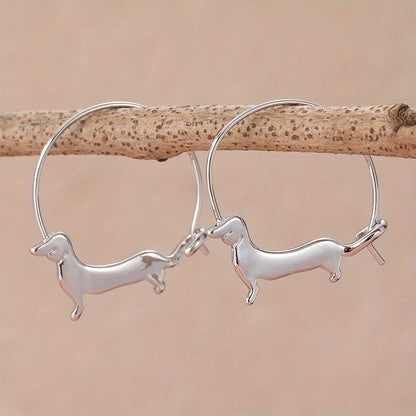 Charming Dachshund Hoop Earrings