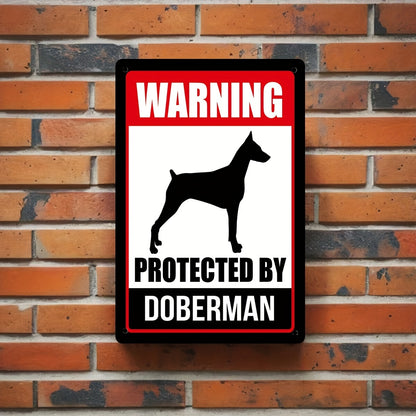 Vintage 'Protected By Doberman' Metal Sign