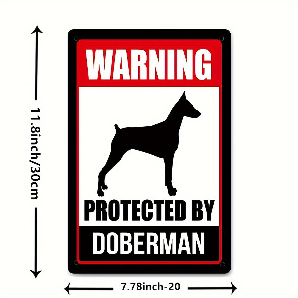 Vintage 'Protected By Doberman' Metal Sign