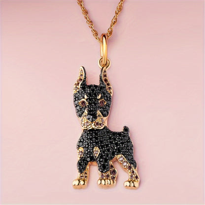 Elegant Doberman Dog Pendant Necklace