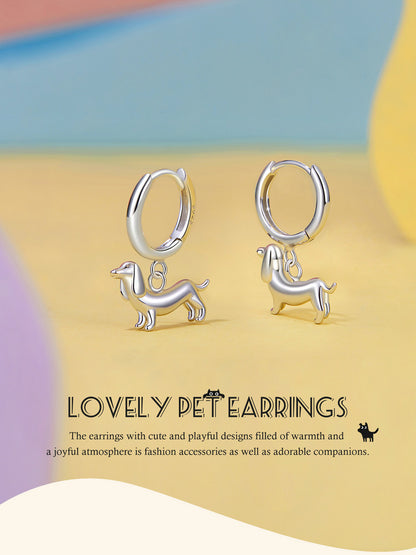 Cute Sausage Dog 925 Silver Earrings