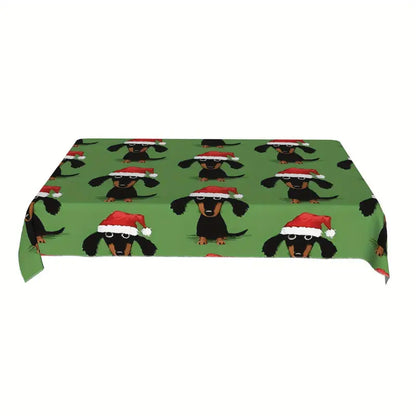 Santa Dachshund Christmas Tablecloth