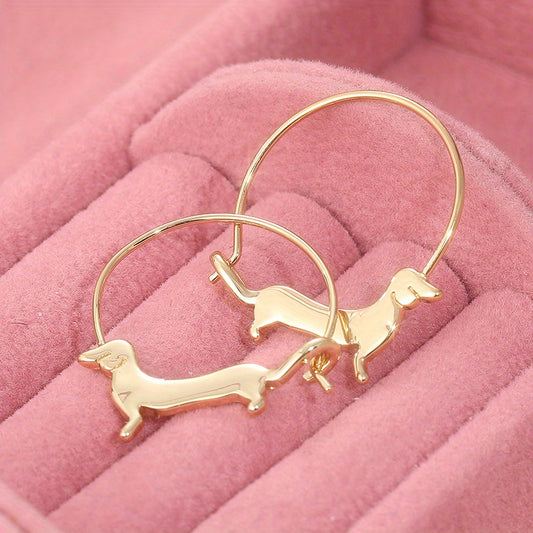 Charming Dachshund Hoop Earrings