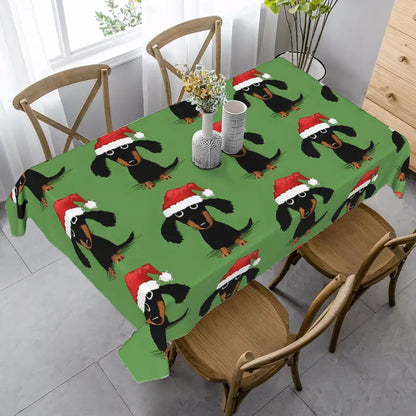 Santa Dachshund Christmas Tablecloth
