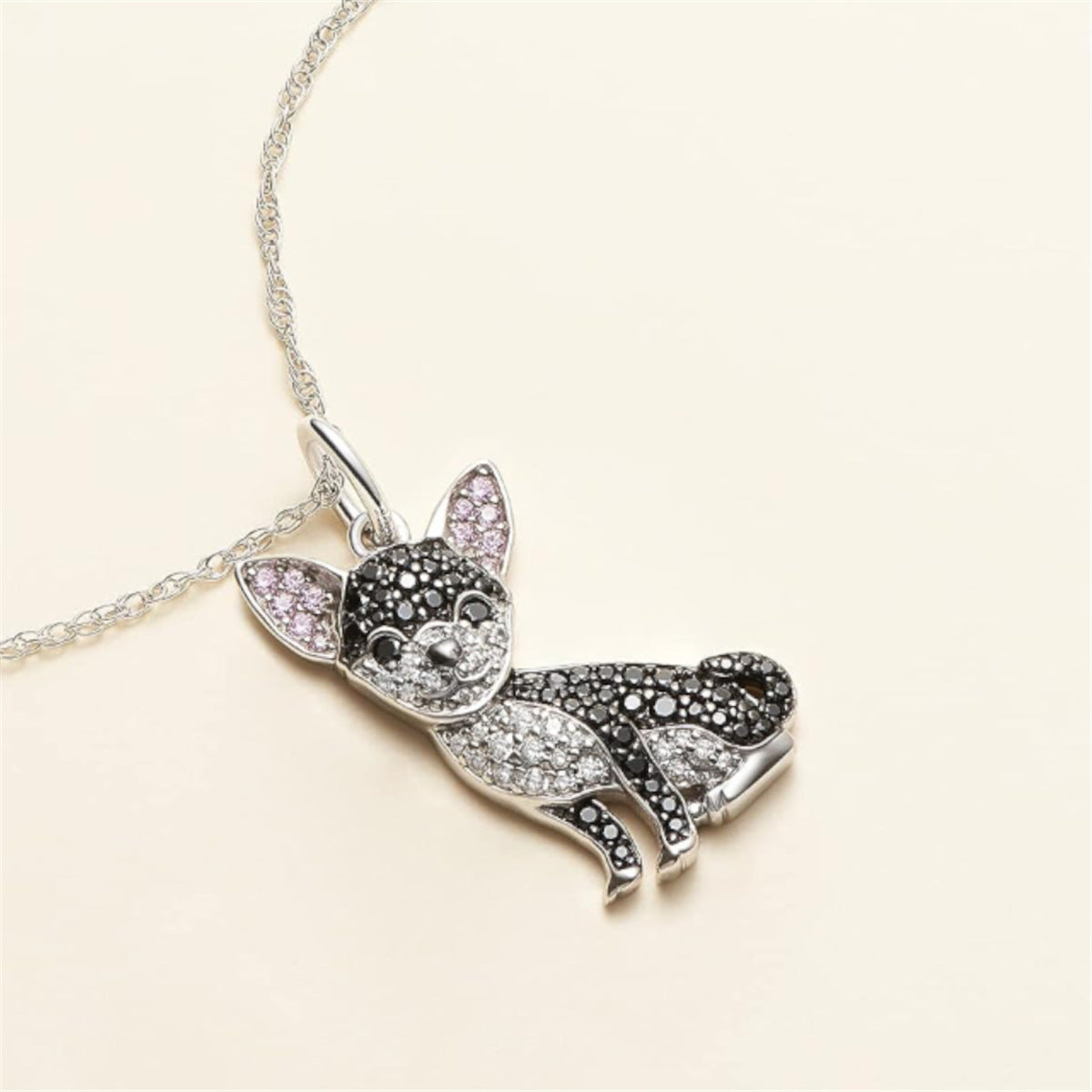 Black Chihuahua Dog Pendant Necklace