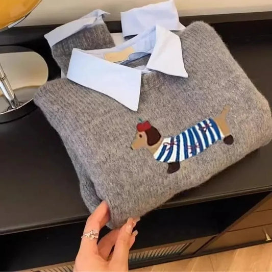 Dachshund Cartoon Knit Sweater