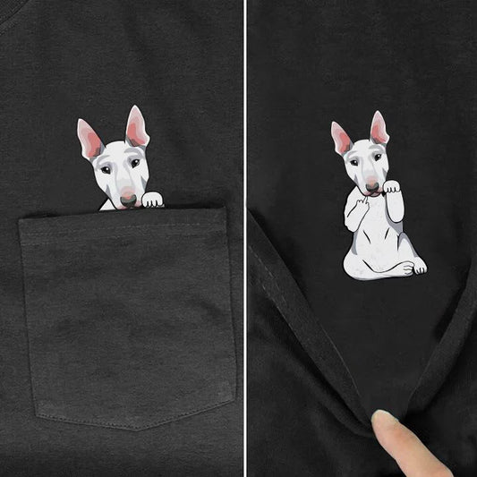 Bull Terrier In A Pocket T-Shirt