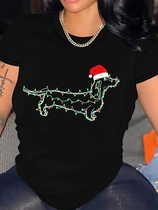 Christmas Hat Dog T-Shirt