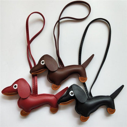 Dachshund Leather Keychain