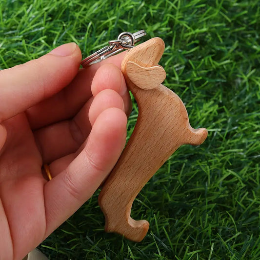 Dachshund Dog Wooden Keychain