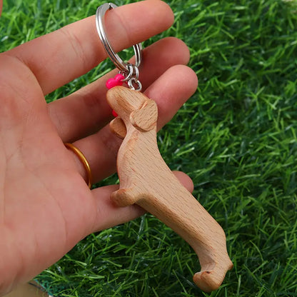 Dachshund Dog Wooden Keychain