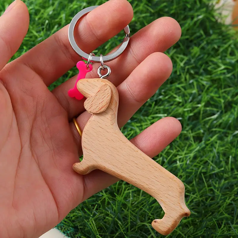 Dachshund Dog Wooden Keychain