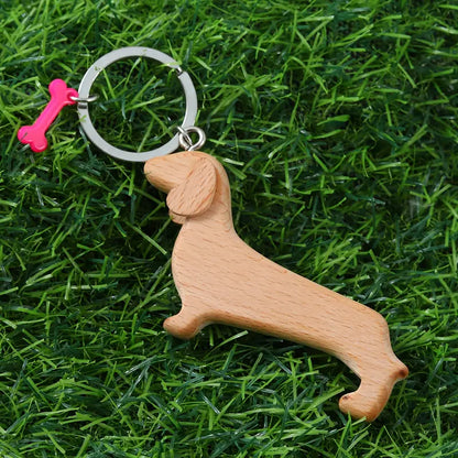 Dachshund Dog Wooden Keychain