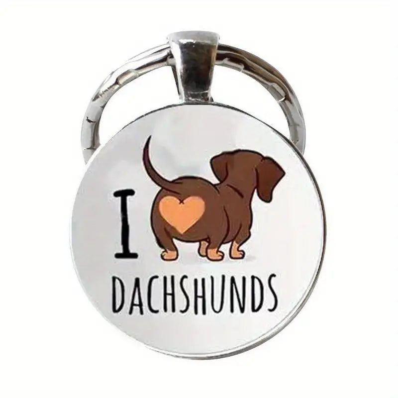 I Love Dachshunds Alloy Keychain