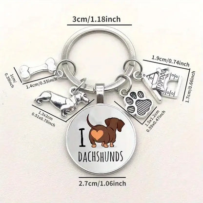 I Love Dachshunds Alloy Keychain