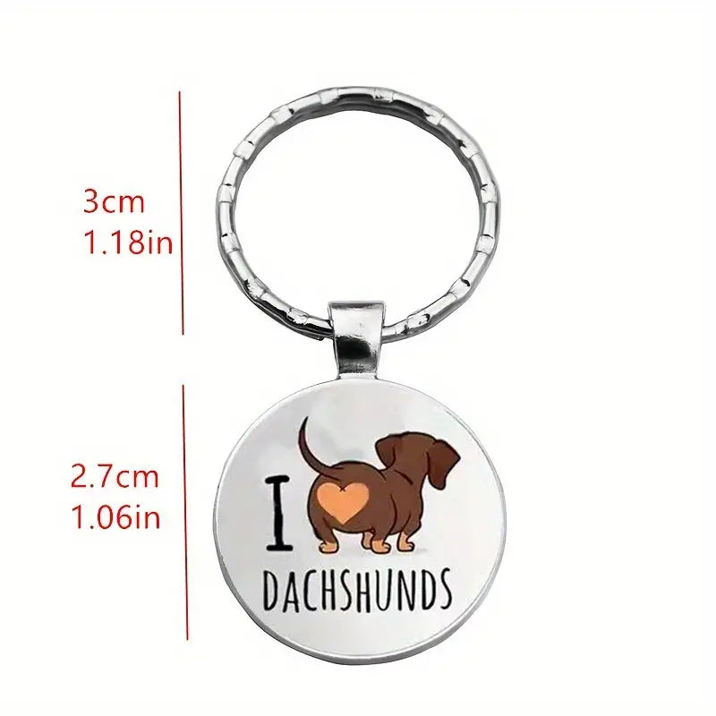 I Love Dachshunds Alloy Keychain