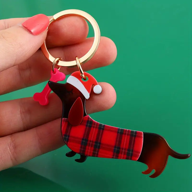 Personalized Dachshund Christmas Keychain