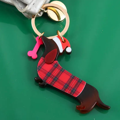 Personalized Dachshund Christmas Keychain