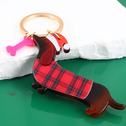 Personalized Dachshund Christmas Keychain