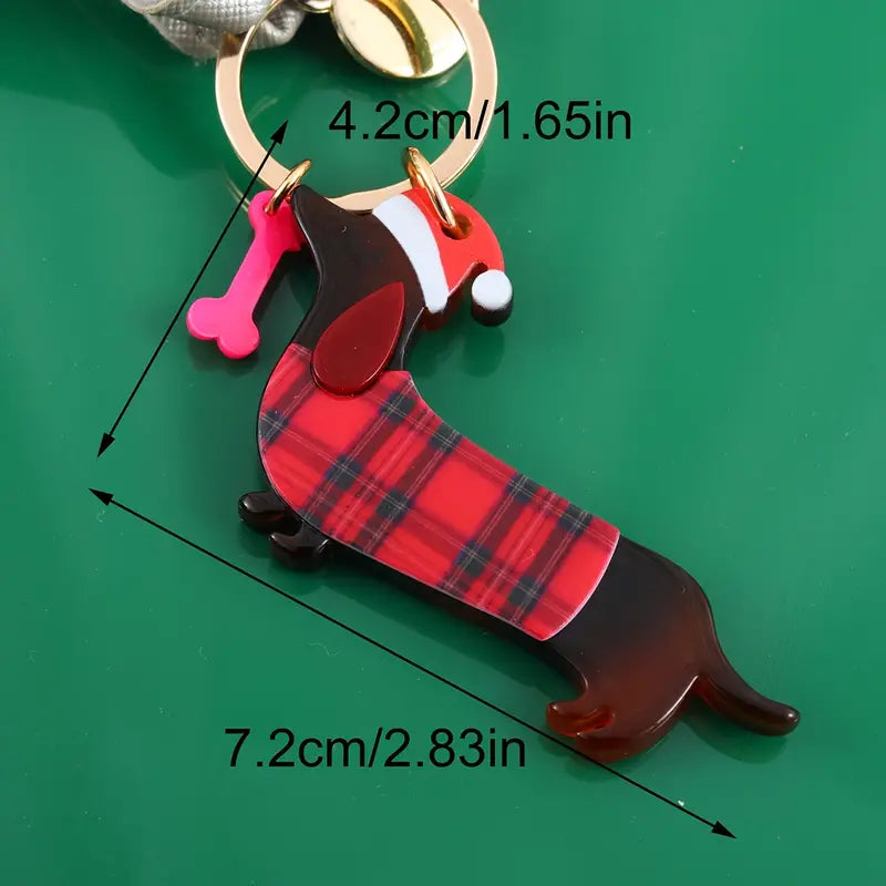 Personalized Dachshund Christmas Keychain