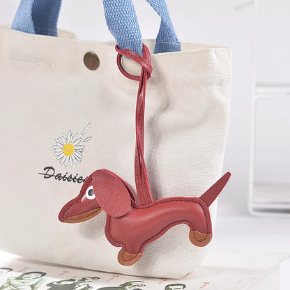 Dachshund Leather Keychain