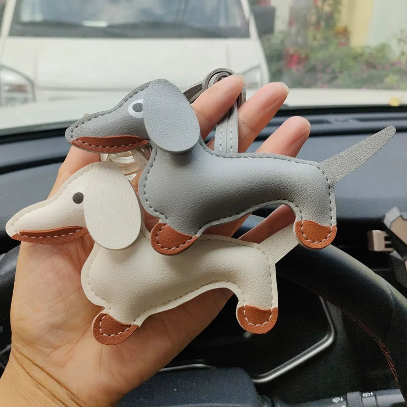 Dachshund Leather Keychain