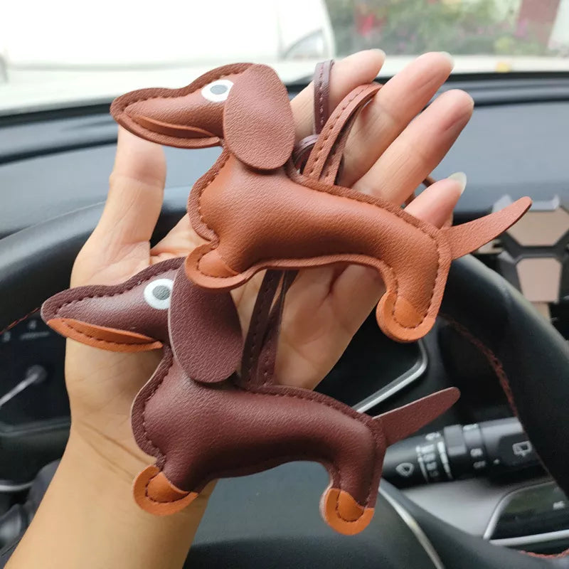 Dachshund Leather Keychain