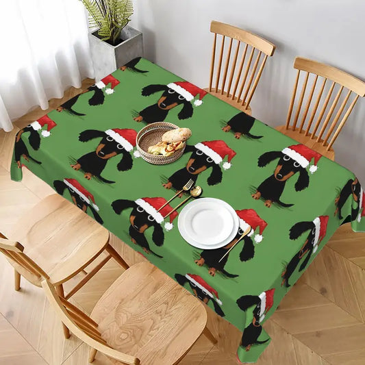 Santa Dachshund Christmas Tablecloth