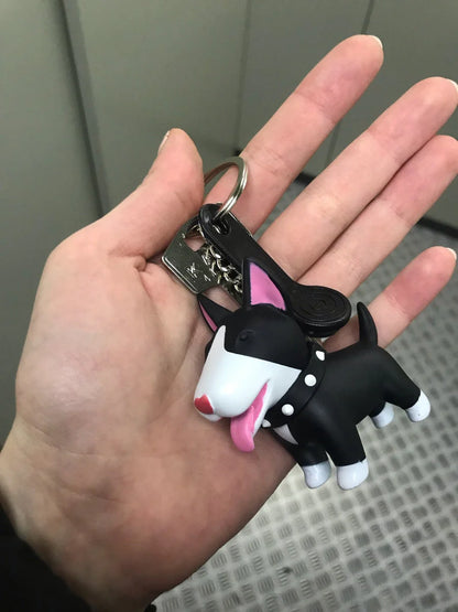 Smiling Bull Terrier Love Keychain