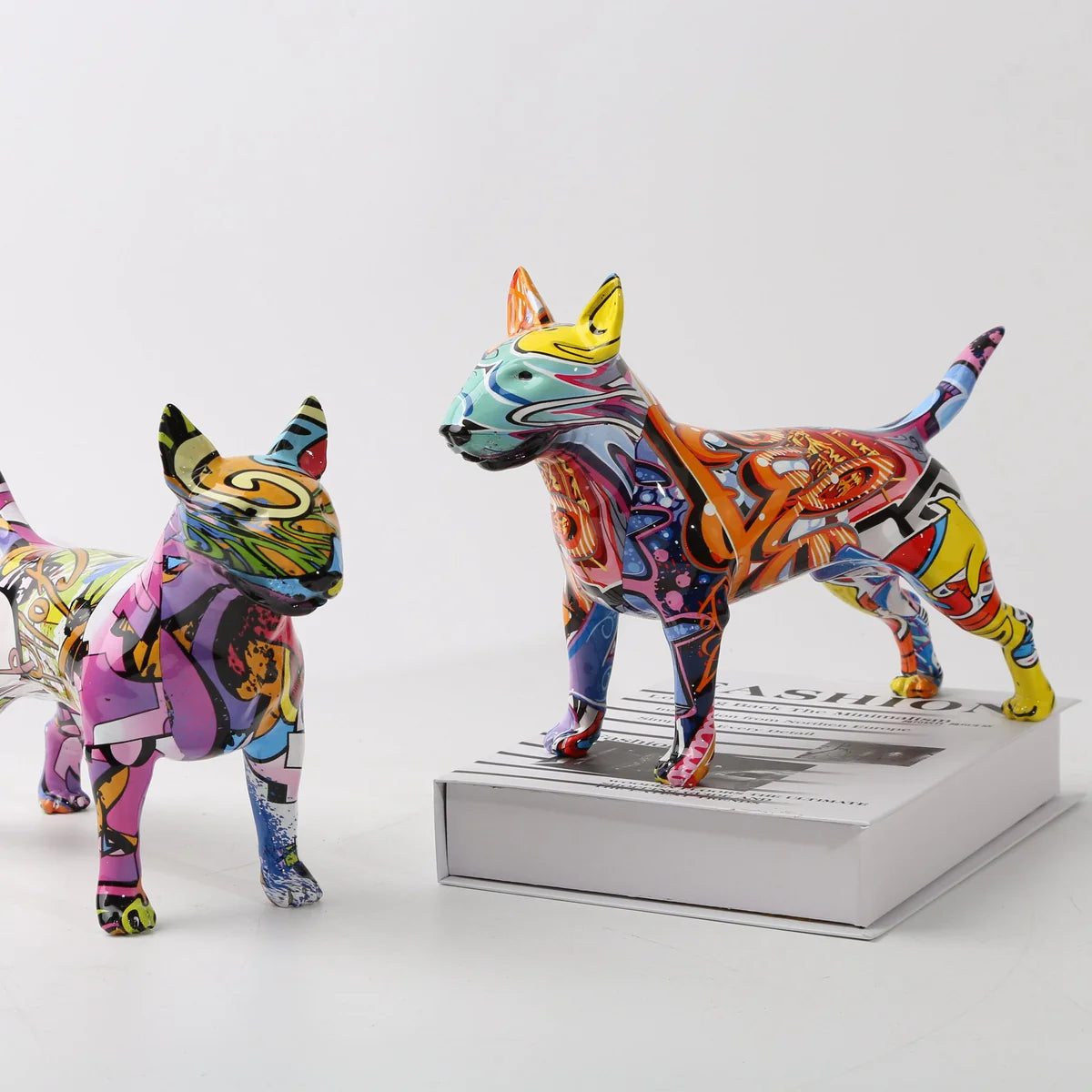 Stunning Bull Terrier Design Multicolor Resin Statue