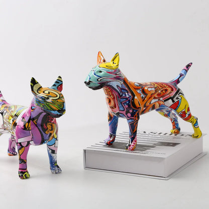 Stunning Bull Terrier Design Multicolor Resin Statue