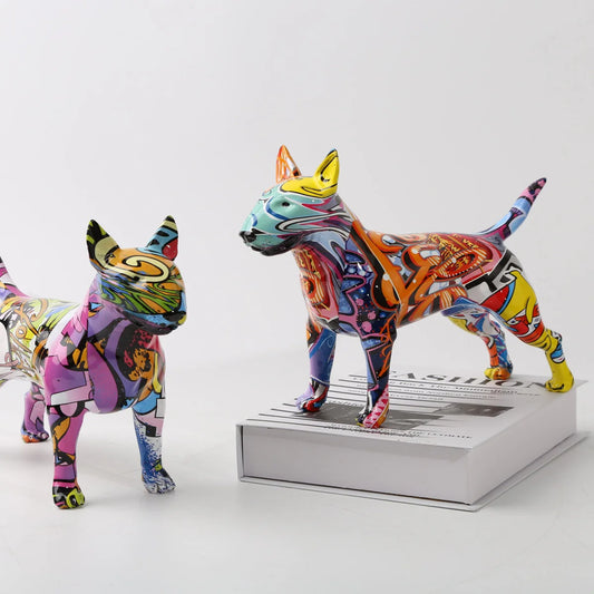 Stunning Bull Terrier Design Multicolor Resin Statue