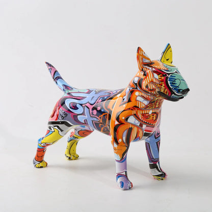 Stunning Bull Terrier Design Multicolor Resin Statue