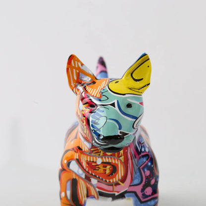 Stunning Bull Terrier Design Multicolor Resin Statue