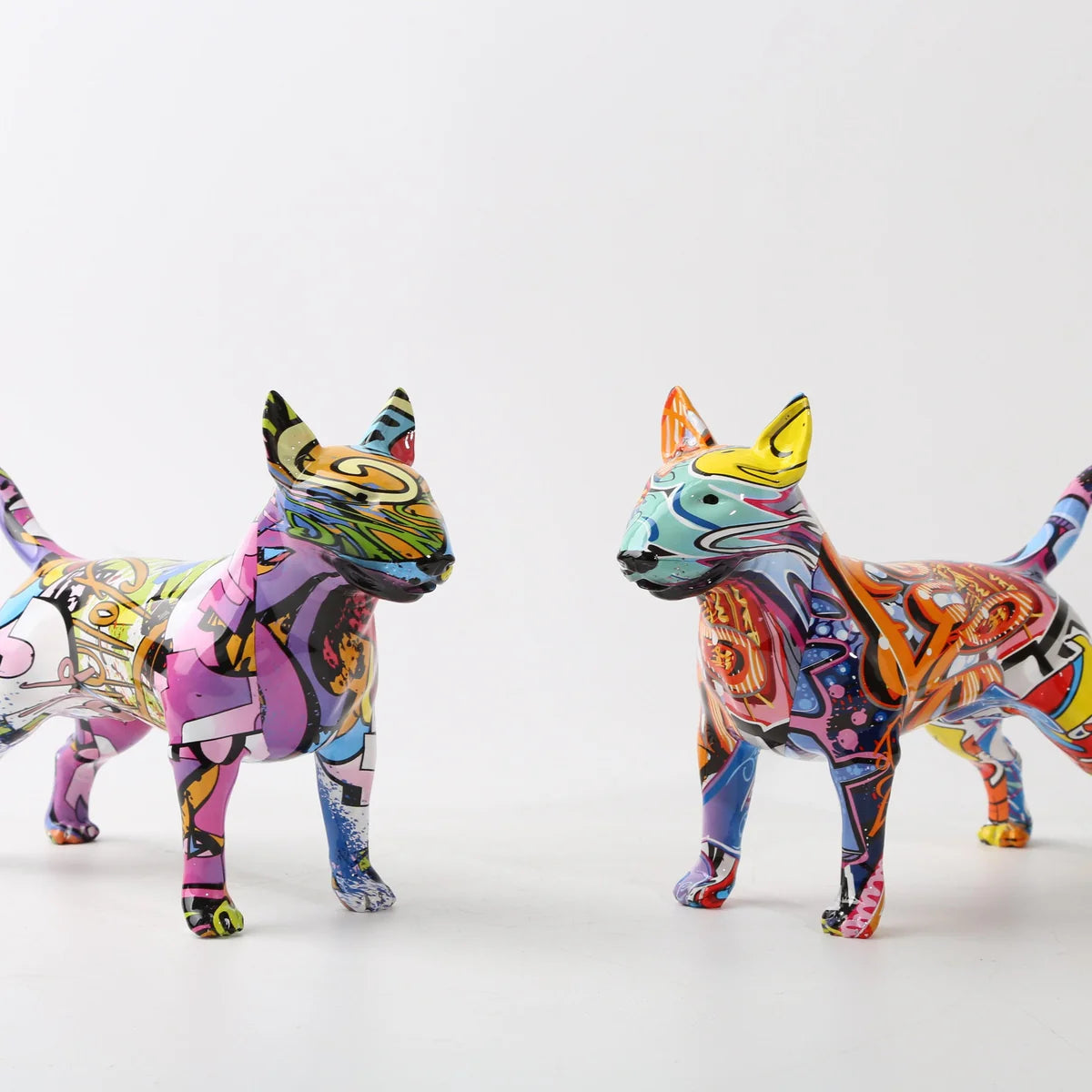 Stunning Bull Terrier Design Multicolor Resin Statue