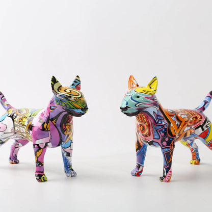 Stunning Bull Terrier Design Multicolor Resin Statue