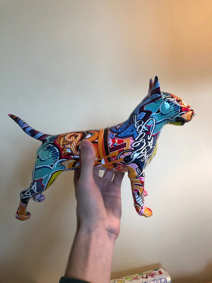 Stunning Bull Terrier Design Multicolor Resin Statue