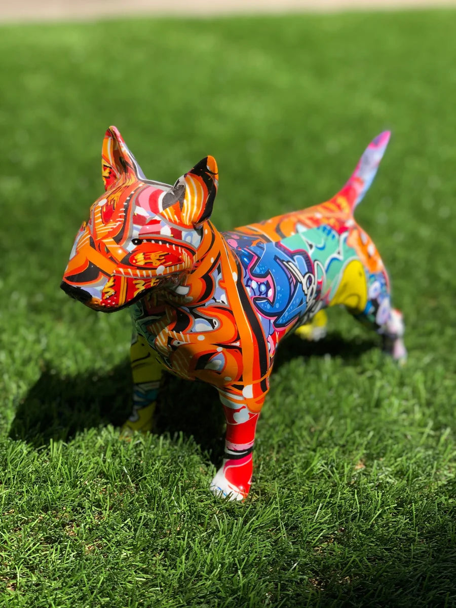 Stunning Bull Terrier Design Multicolor Resin Statue