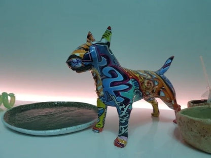 Stunning Bull Terrier Design Multicolor Resin Statue