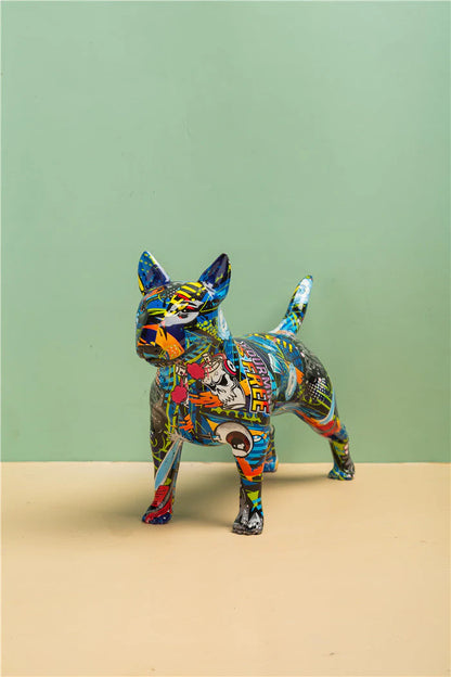 Stunning Bull Terrier Design Multicolor Resin Statue
