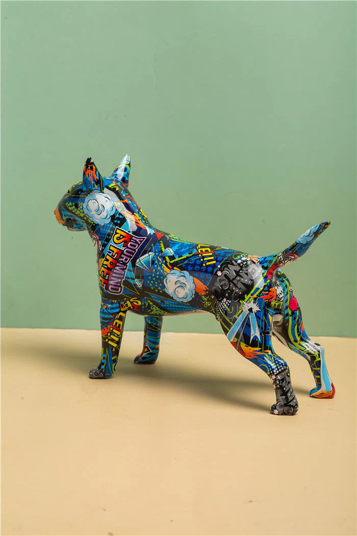 Stunning Bull Terrier Design Multicolor Resin Statue