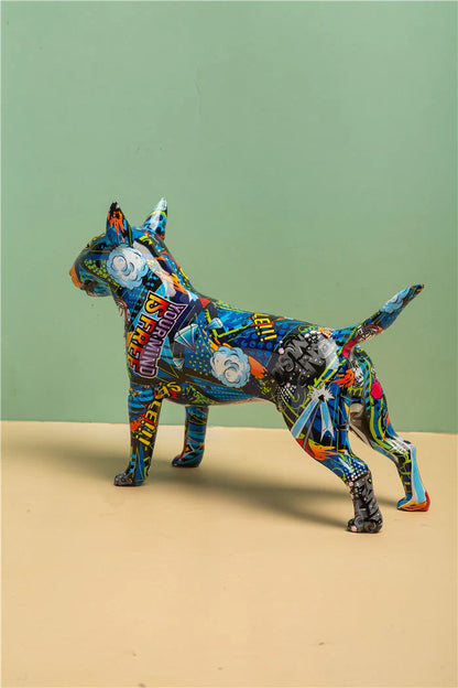 Stunning Bull Terrier Design Multicolor Resin Statue